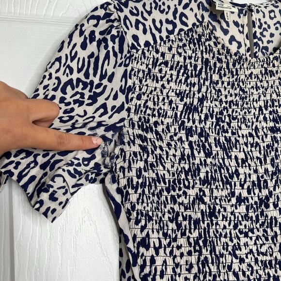 Baum & Pferdgarten Adamaris Blue Leopard Silk Blend Dress Women's Size 40 (US 10 - Picture 6 of 15